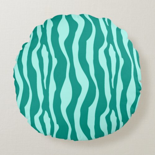 Zebra stripes _ Turquoise and Aqua Round Pillow