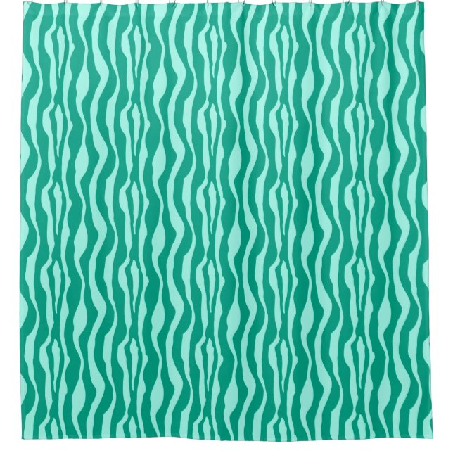 Zebra stripes - Turquoise and Aqua Shower Curtain (Front)