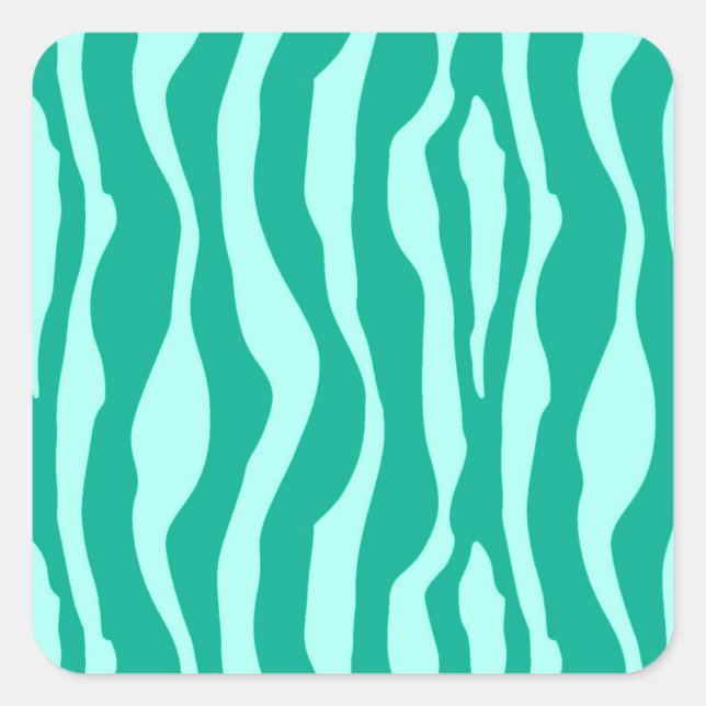 Zebra Stripes, Turquoise and Aqua  Square Sticker (Front)