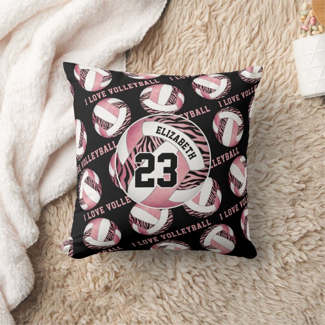 zebra stripes w girly pink volleyball throw pillow (Blanket)