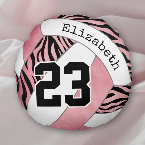 zebra stripes w rose gold personalized volleyball round pillow