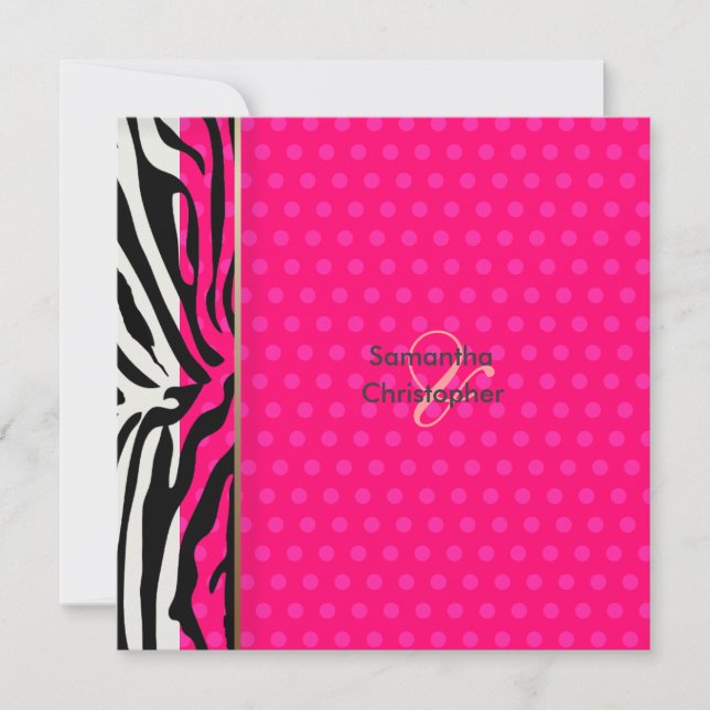 Zebra stripes/Wedding Invitations/polka dots Invitation (Front)