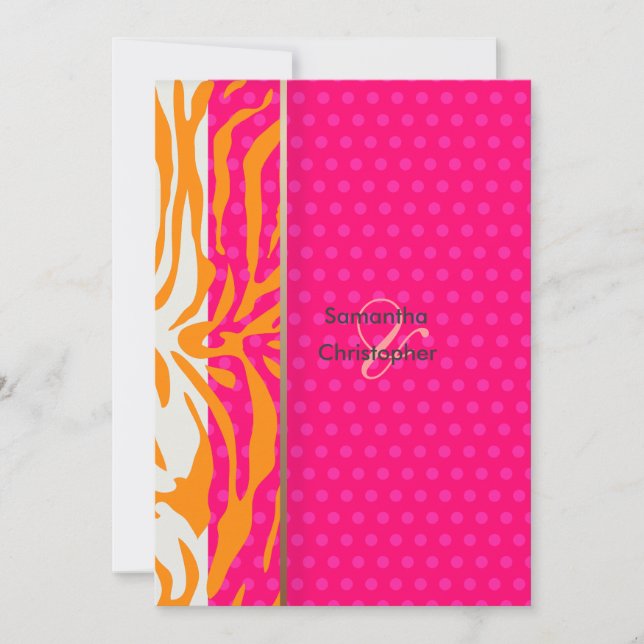 Zebra stripes/Wedding Invitations/polka dots Invitation (Front)