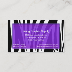 Zebra Stripes With Purple Glass Rectangle Business Card