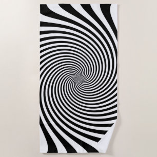 Zebra Style Black and White Infinite Swirl on a Beach Towel