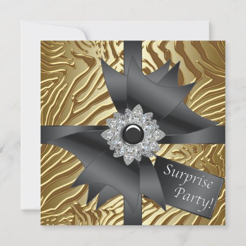 Zebra Surprise Birthday Party Personalized Invitation