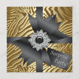 Zebra Surprise Birthday Party Invitation