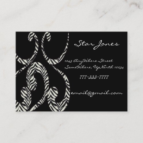 Zebra Swirls Business Card Template