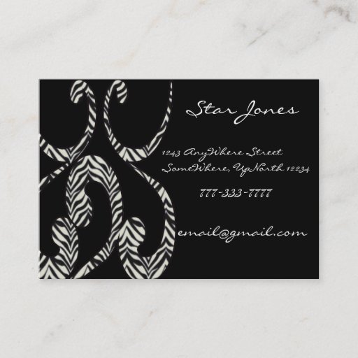 Customizable Zebra Swirls Business Card Template