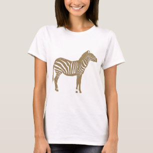Zebra - Taupe Tan and White T-Shirt