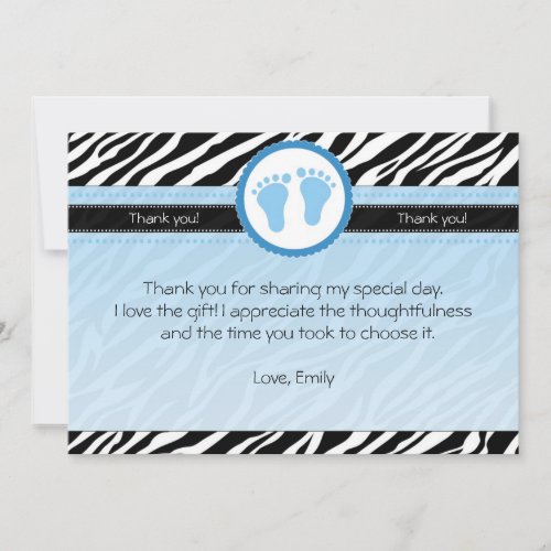 Zebra Thank You Card Baby Boy Shower