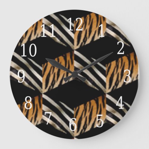 Zebra  Tiger Round Clock