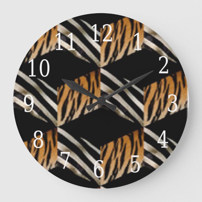 Zebra & Tiger Round Clock (Front)