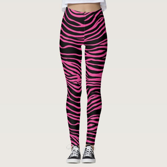 Zebra, Tiger Stripes Customizable Background Color Leggings (Front)