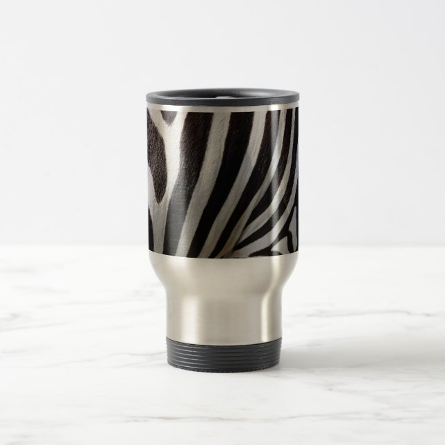 Zebra Travel mug  in stainless steel. (Center)