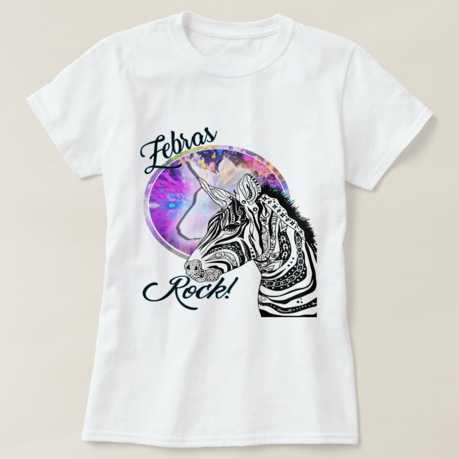 Zebra Tribal black and white tattoo style T-Shirt (Design Front)