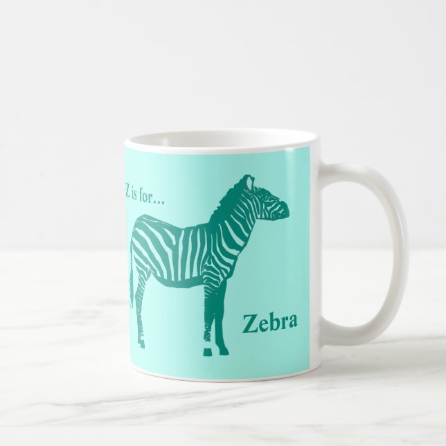 Zebra - Turquoise and Aqua Coffee Mug (Right)