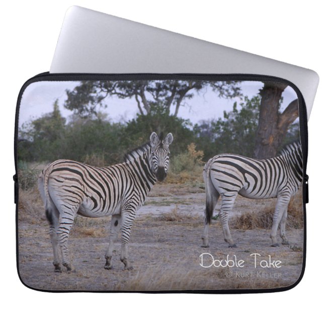 Zebra Twins Double Take Photo Laptop Sleeve (Front)