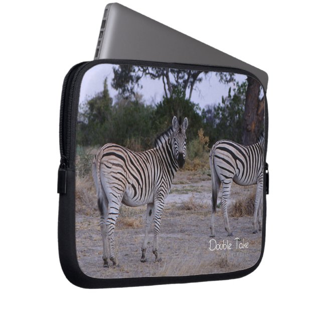 Zebra Twins Double Take Photo Laptop Sleeve (Front Right)