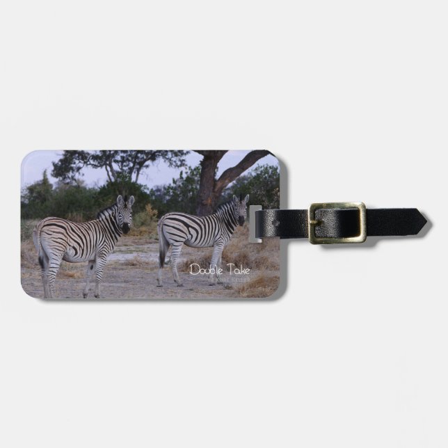 Zebra Twins Double Take Photo Luggage Tag (Front Horizontal)