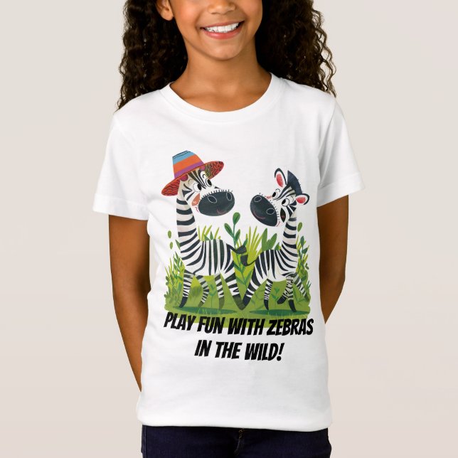 Zebra Twins in the Wild and Personalized Name T-Shirt (Front)