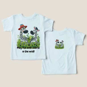 Zebra Twins in the Wild and Personalized Name Toddler T-shirt