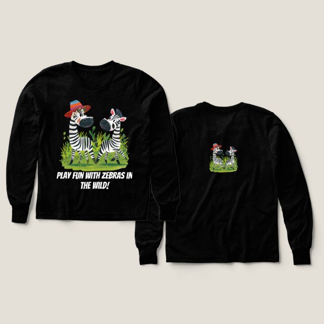 Zebra Twins in the Wild and Personalized Name Tri-Blend Shirts (Design Front & Back)