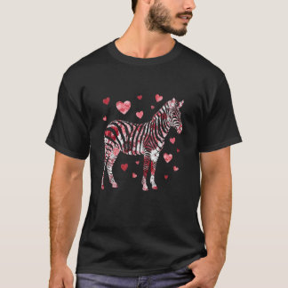 Zebra Valentine Floral Art for Zebra Lovers Couple T-Shirt