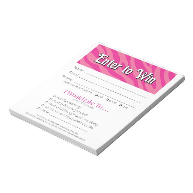 Zebra Vendor Event Leads Drawing Slip Booking  Notepad (Rotated)