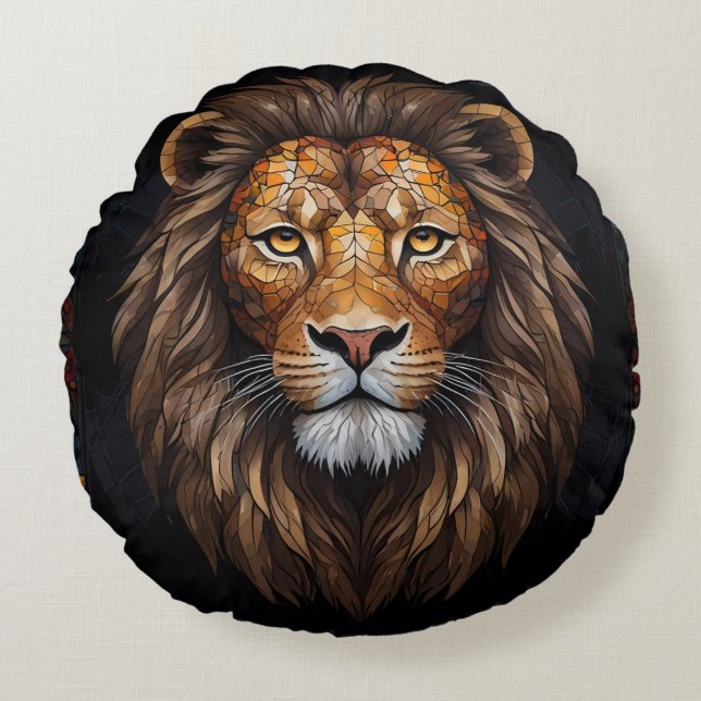 Zebra Vibrant Mosaic Round Pillow (Front)