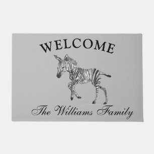 Zebra Watercolor Jungle Wild Animals Art Doormat