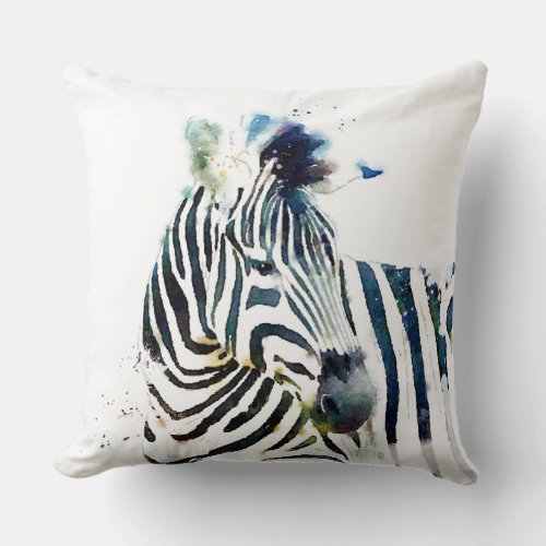 Zebra Watercolor Throw Pillow