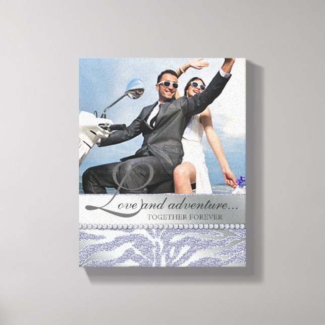 Zebra Wedding Engagement Photo Canvas Silver (Front)