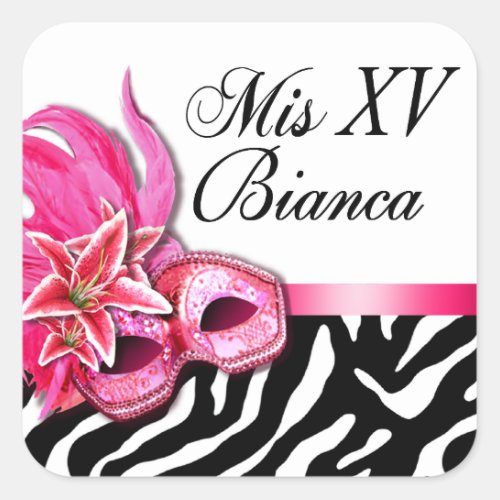 Zebra  White Masquerade Quinceaera Sticker