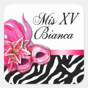 Zebra & White Masquerade Quinceañera Sticker