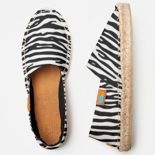 Zebra Wild Animal Print Black White Stripes Espadrilles