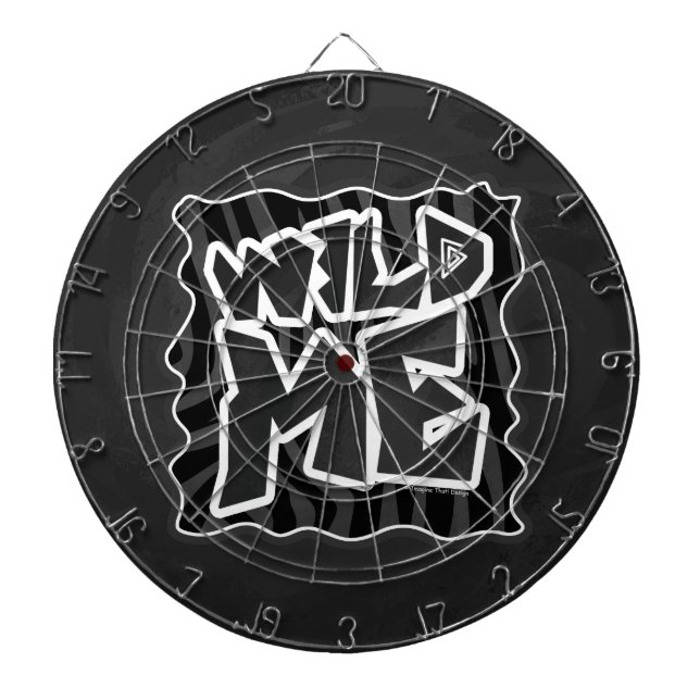 Zebra Wild me Black and Gray Dartboard (Front)