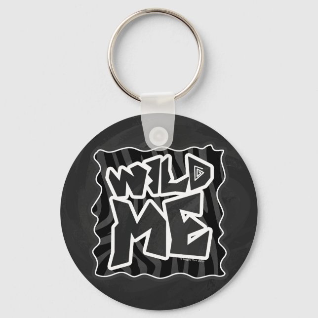 Zebra Wild me Black and Gray Keychain (Front)