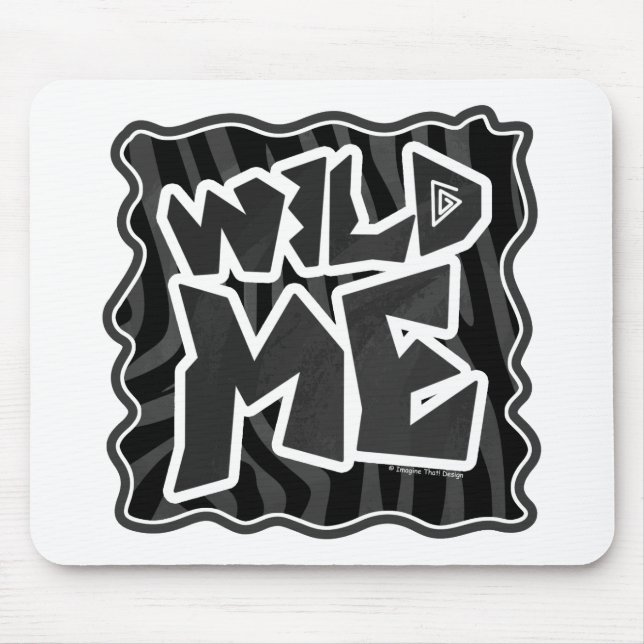 Zebra Wild me Black and Gray Mouse Pad (Front)