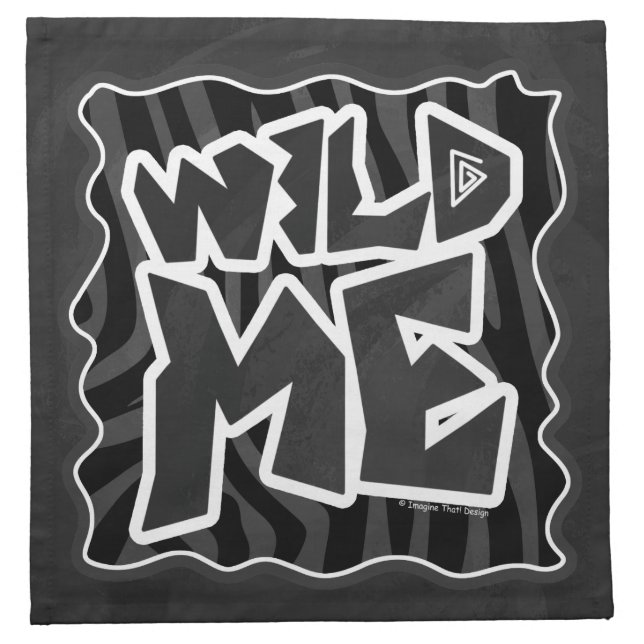 Zebra Wild me Black and Gray Napkin (Front)