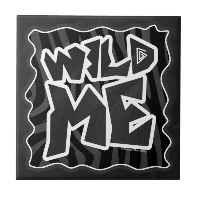 Zebra Wild me Black and Gray Tile (Front)