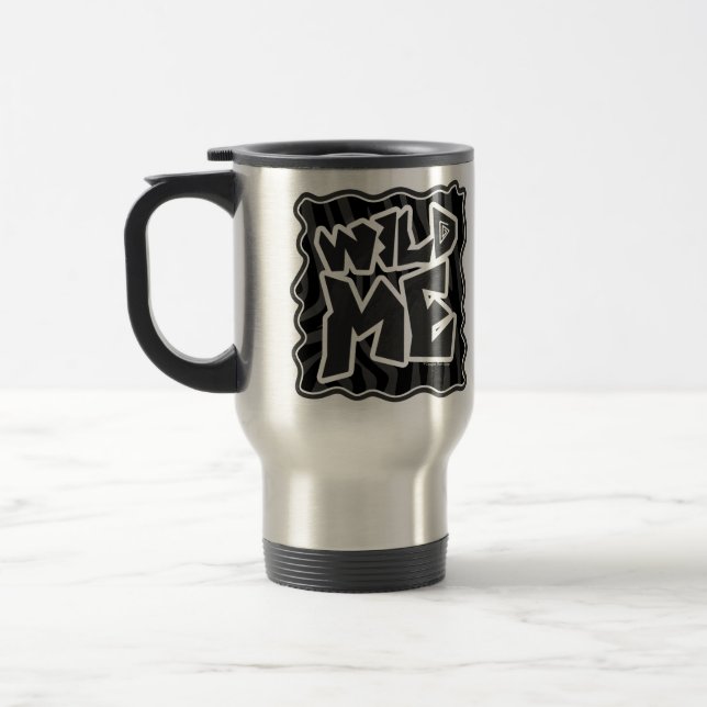 Zebra Wild me Black and Gray Travel Mug (Left)