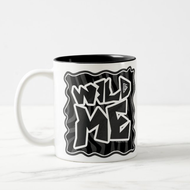 Zebra Wild me Black and Gray Two-Tone Coffee Mug (Left)