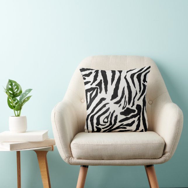 Zebra Wild Print Throw Pillow (Chair)
