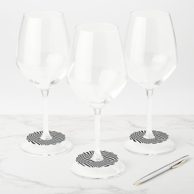 Zebra Wine Glass Scallop  Tag (Set)