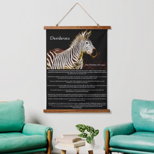 Zebra with electric stripes romantic poem hanging tapestry