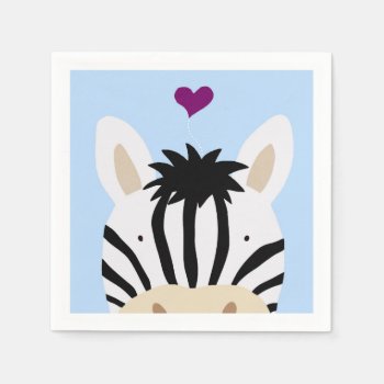 Zebra With Heart Napkins by Zazzlemm_Cards at Zazzle