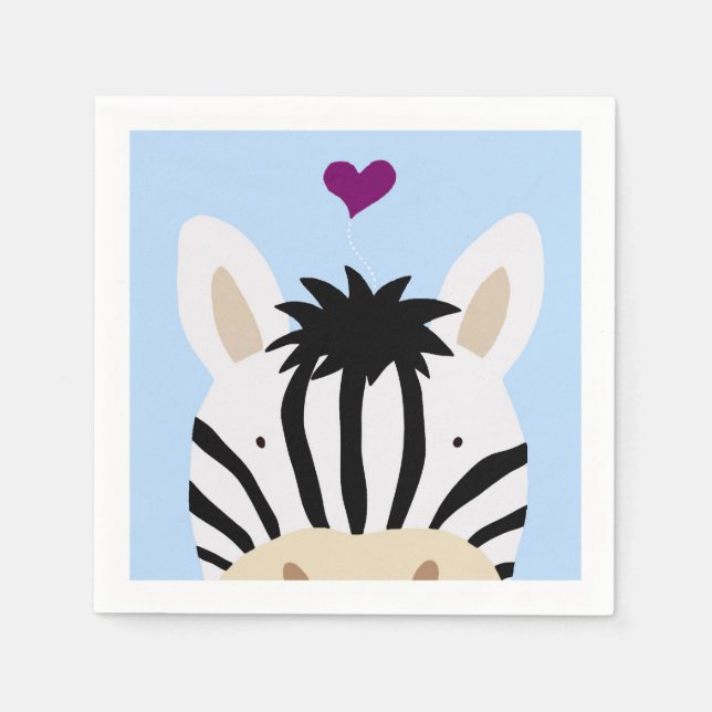 Zebra with Heart Napkins (Front)