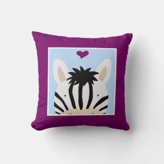 Zebra with Heart Throw Pillow