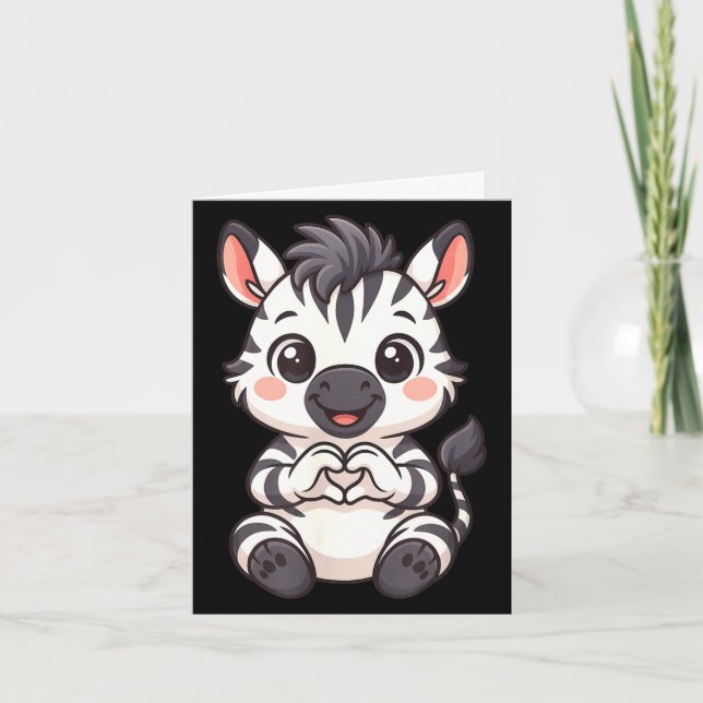 Zebra with heart women girls kids heart cute zebra card (Front)